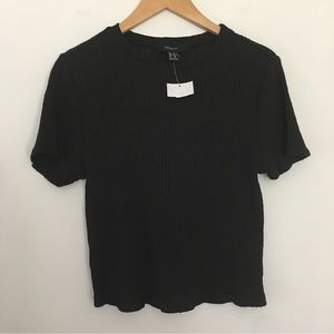 Forever 21 Knit Ribbed Short Sleeve Sweater Top Black size 0X
